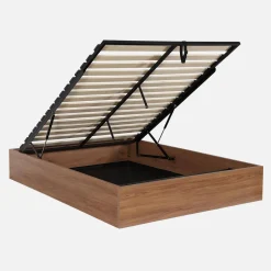 Cama con cajón y somier de láminas 140x190cm, decoración madera