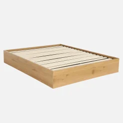 Cama con cajón y somier de láminas 160x200cm, decorado en madera