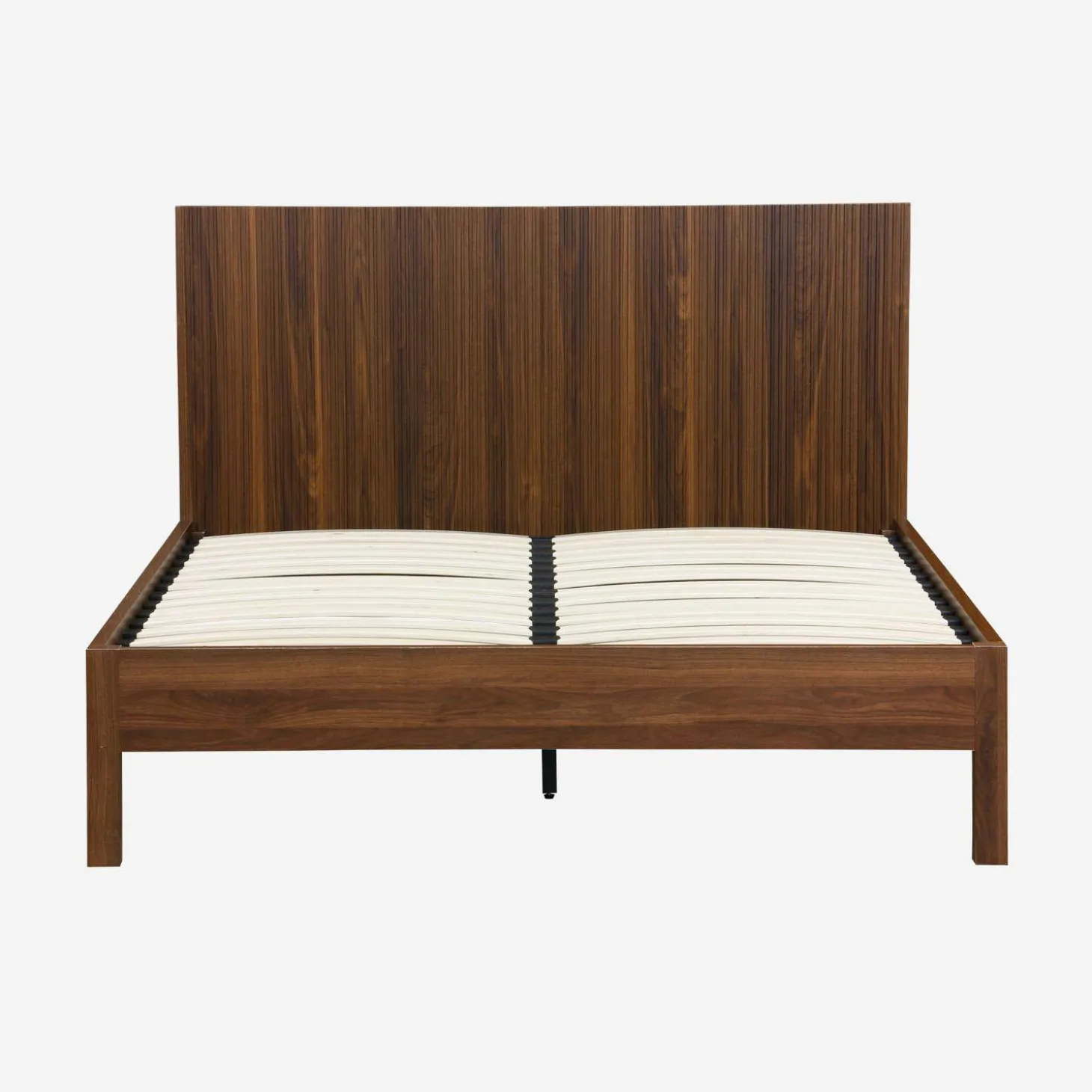 Cama con somier a láminas y cabecero 140x190cm, decoración madera