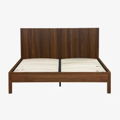 Cama con somier a láminas y cabecero 160x200cm, decoración madera