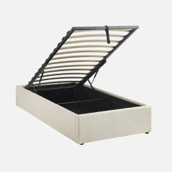 Cama con somier abatible, acabado borreguito