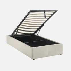 Cama con somier abatible 90x190cm, acabado en pana fina