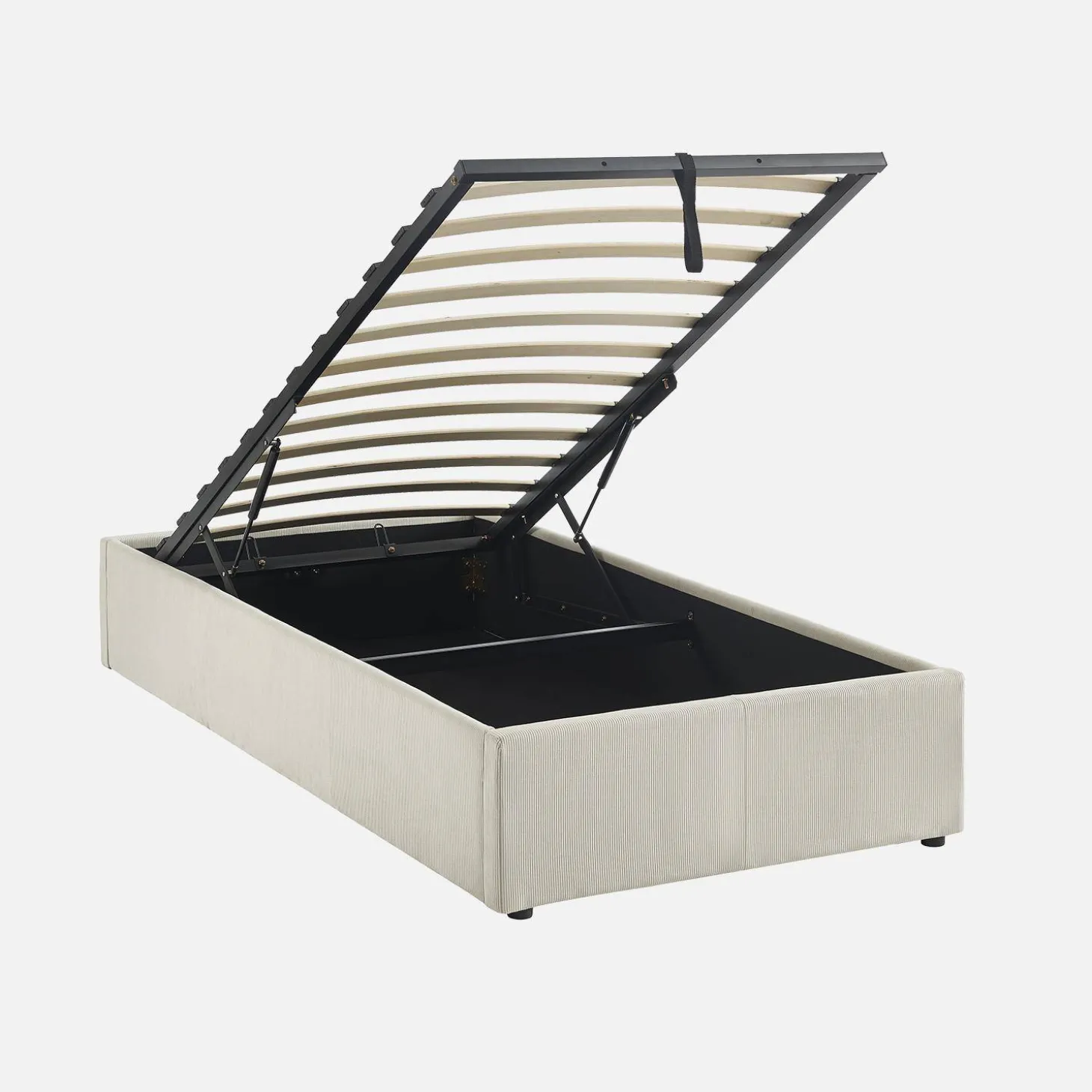 Cama con somier abatible 90x190cm, acabado en pana fina