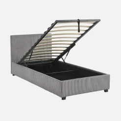 Cama con somier abatible y cabecero 90x190cm, acabado en pana fina