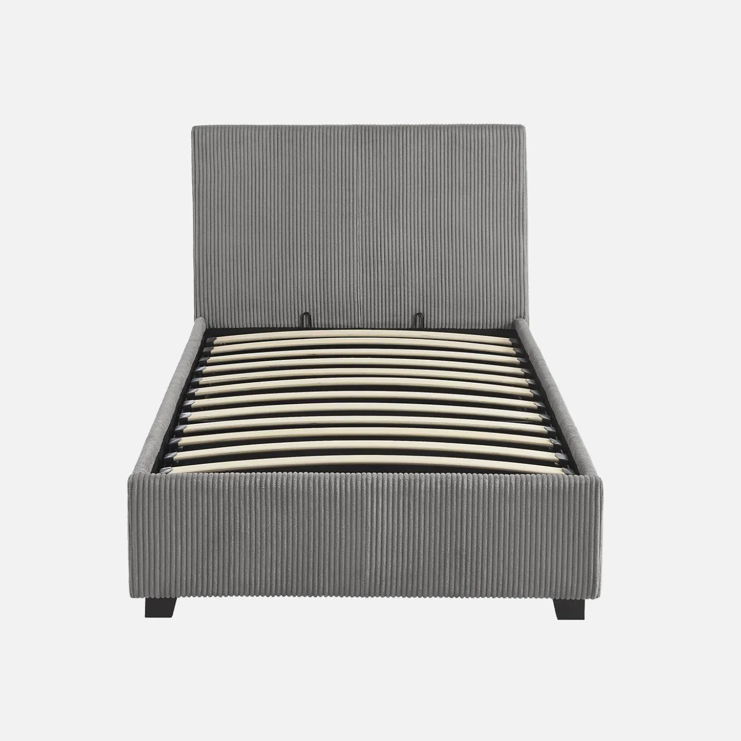Cama con somier abatible y cabecero 90x190cm, acabado en pana fina
