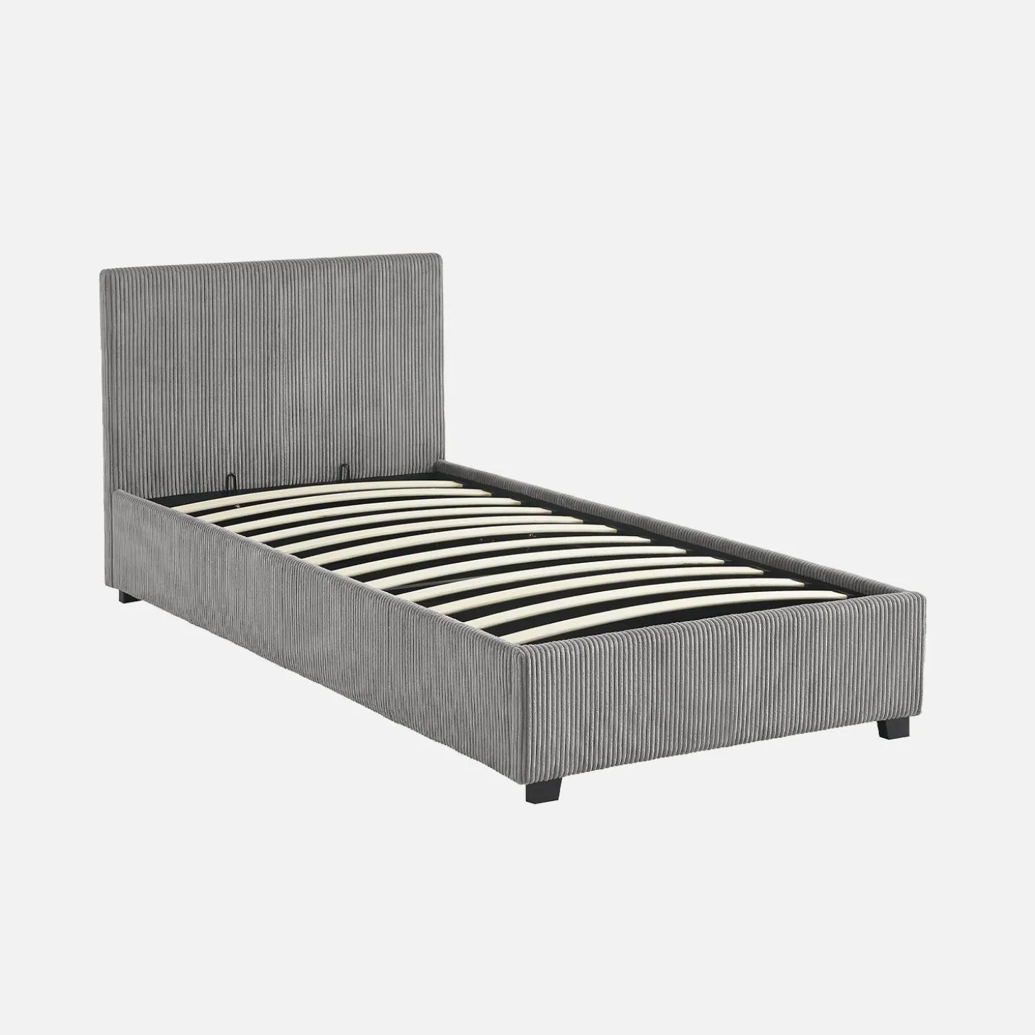 Cama con somier abatible y cabecero 90x190cm, acabado en pana fina