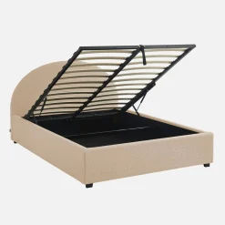 Cama con somier abatible y cabecero 140x190cm, acabado en borreguito