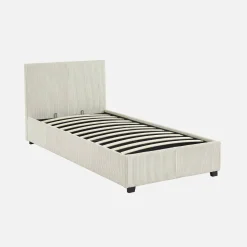 Cama con somier abatible y cabecero 90x190cm, acabado en pana fina