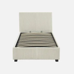 Cama con somier abatible y cabecero 90x190cm, acabado en pana fina
