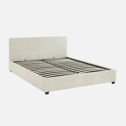 Cama con somier abatible y cabecero 160x200cm, acabado en pana fina