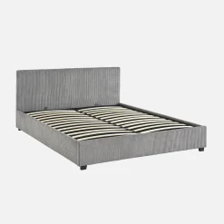 Cama con somier abatible y cabecero 160x200cm, acabado en pana fina