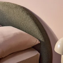 Cama con somier abatible y cabecero 160x200cm, acabado en borreguito