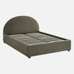 Cama con somier abatible y cabecero 140x190cm, acabado en borreguito