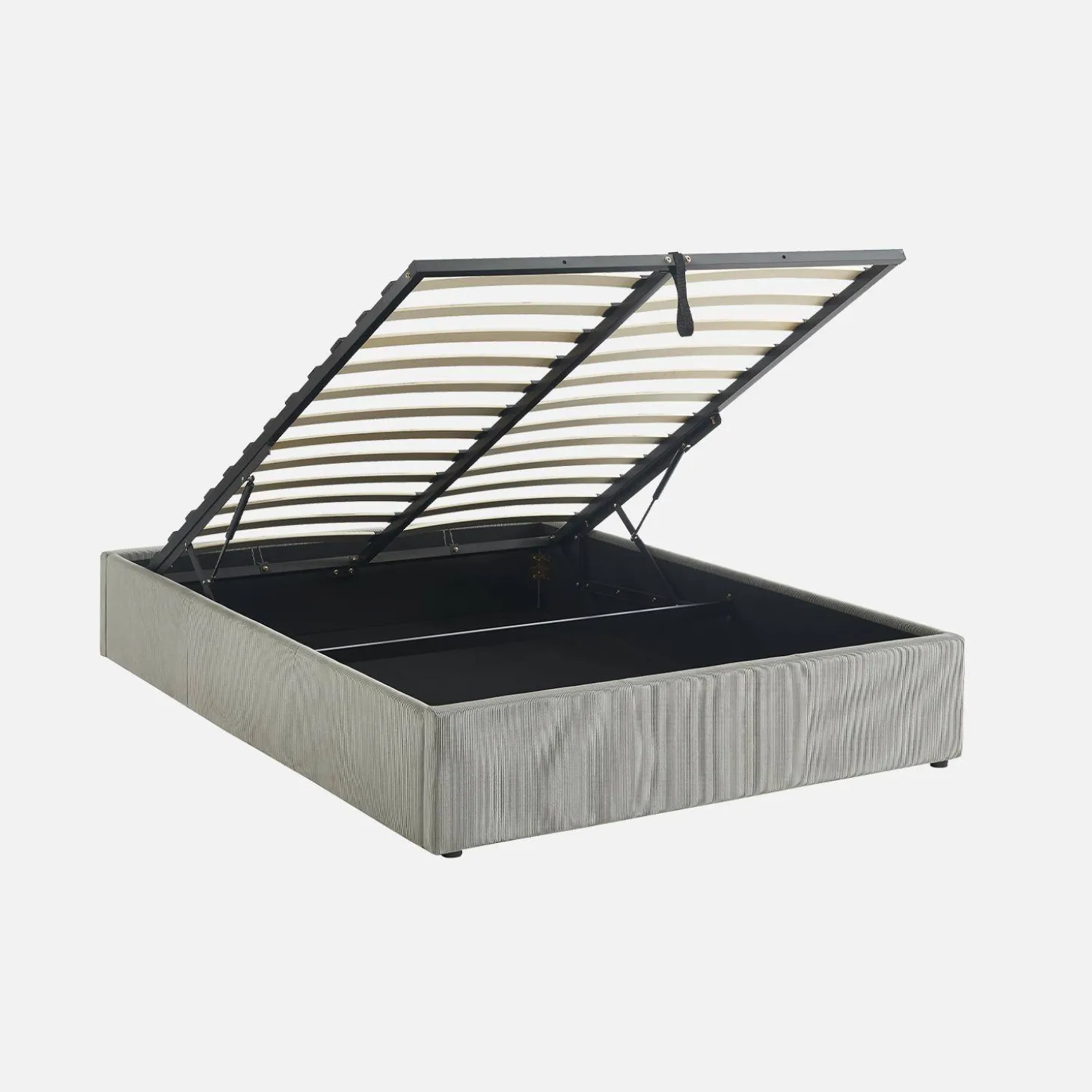 Cama con somier abatible y cabecero 140x190cm, acabado en pana fina