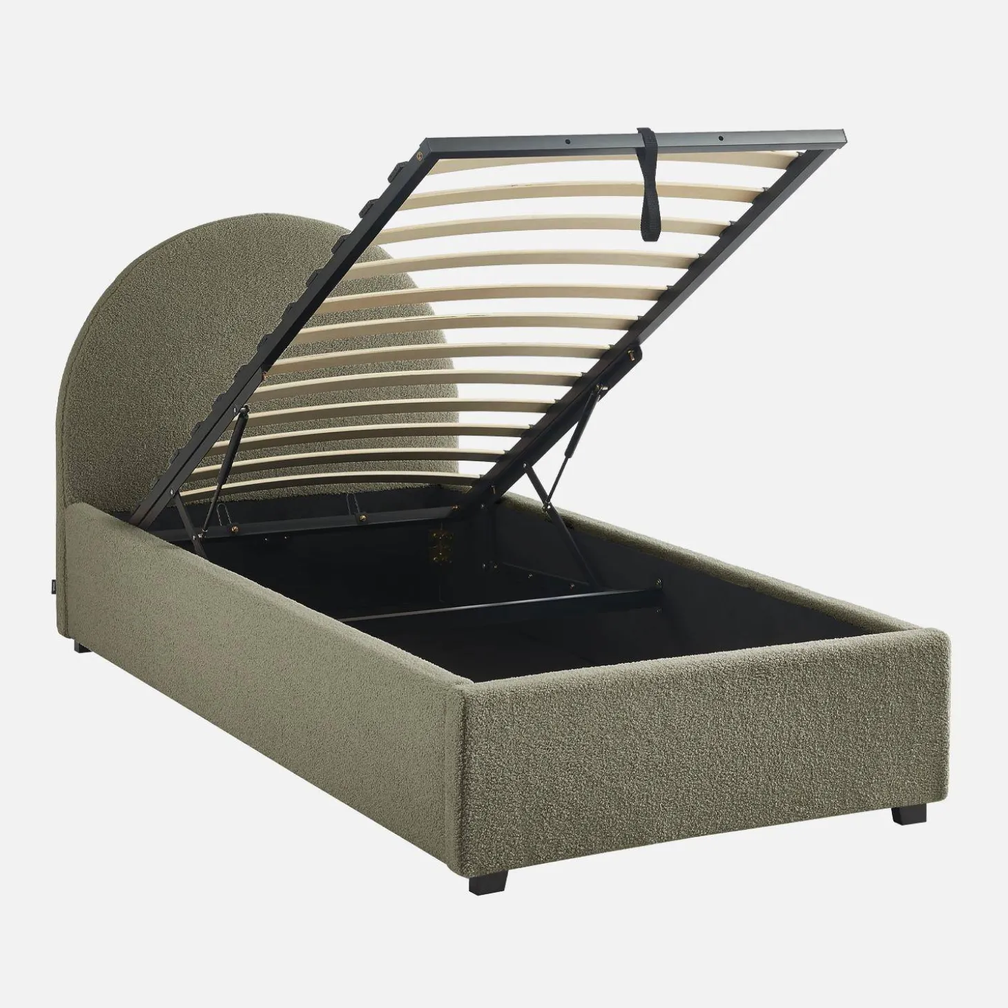 Cama con somier abatible y cabecero 90x190cm, acabado en borreguito