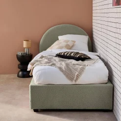 Cama con somier abatible y cabecero 90x190cm, acabado en borreguito
