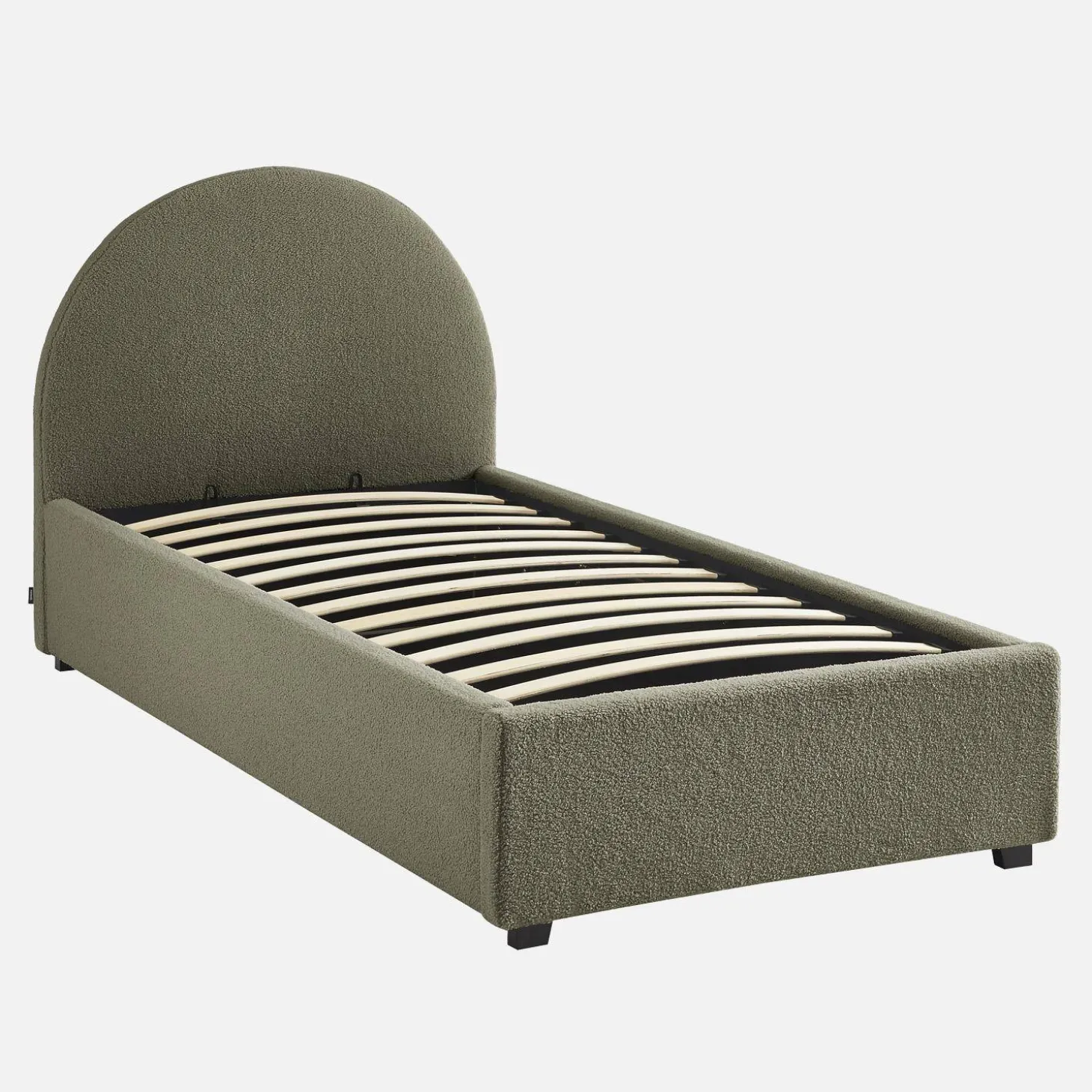 Cama con somier abatible y cabecero 90x190cm, acabado en borreguito