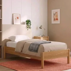 Cama con somier de láminas 90x190cm decoración madera