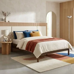 Cama con somier de láminas 140x190cm decoración madera