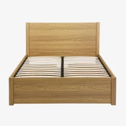 Cama con somier de láminas y cabecero, 140x190cm + 4 cajones decorativos de madera