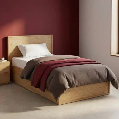 Cama con somier de láminas y cabecero 90 x 190cm + 2 cajones decorativos de madera