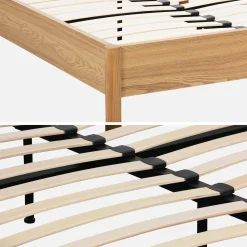 Cama con somier de láminas 140x190cm decoración madera