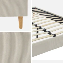 Cama con somier 160x200cm, acabado en pana fina
