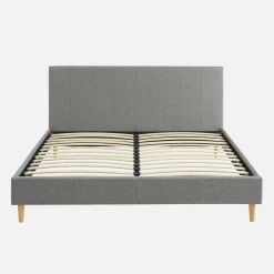 Cama con somier y cabecero 160x200m, acabado en tela
