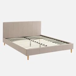 Cama con somier y cabecero 160x200m, acabado en tela