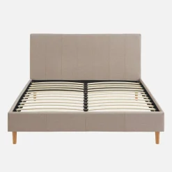 Cama con somier y cabecero 140x190cm, acabado en tela
