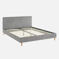 Cama con somier y cabecero 160x200cm, acabado en pana fina