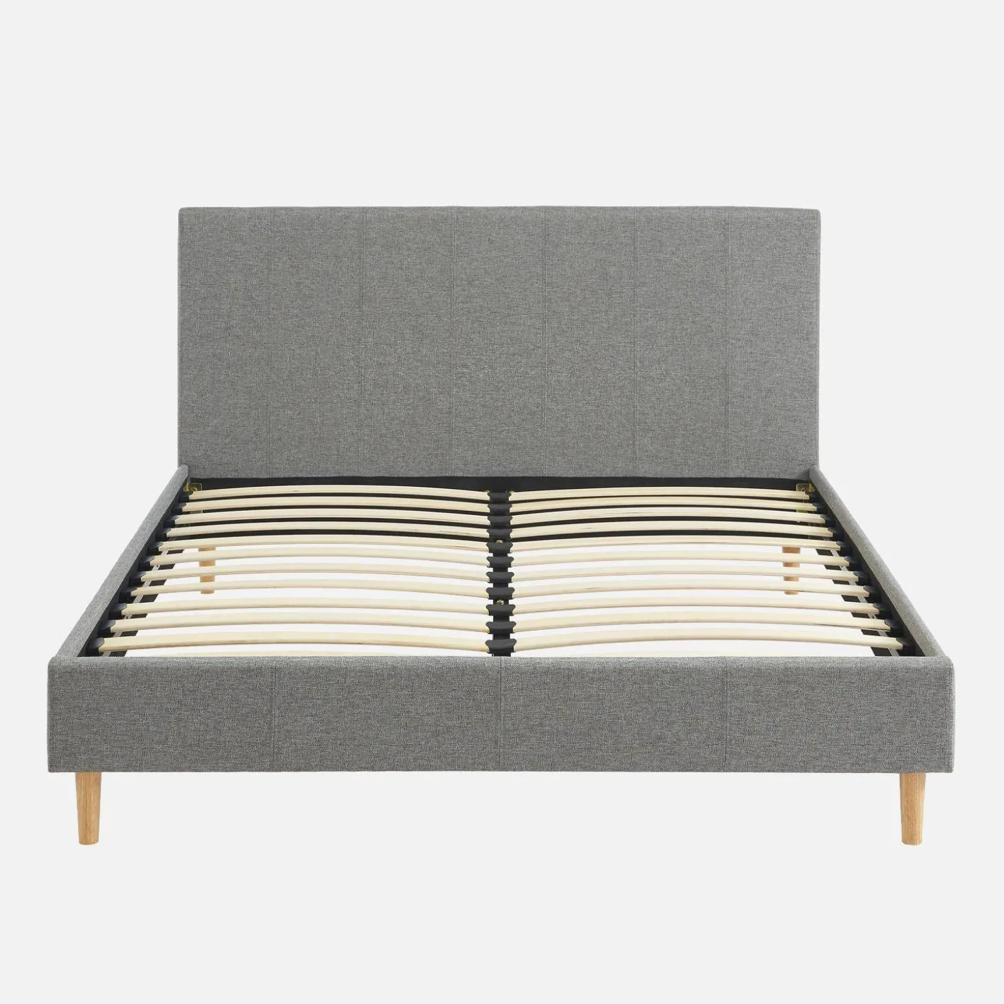 Cama con somier y cabecero 140x190cm, acabado en tela