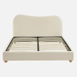 Cama con somier y cabecero, acabado borreguito