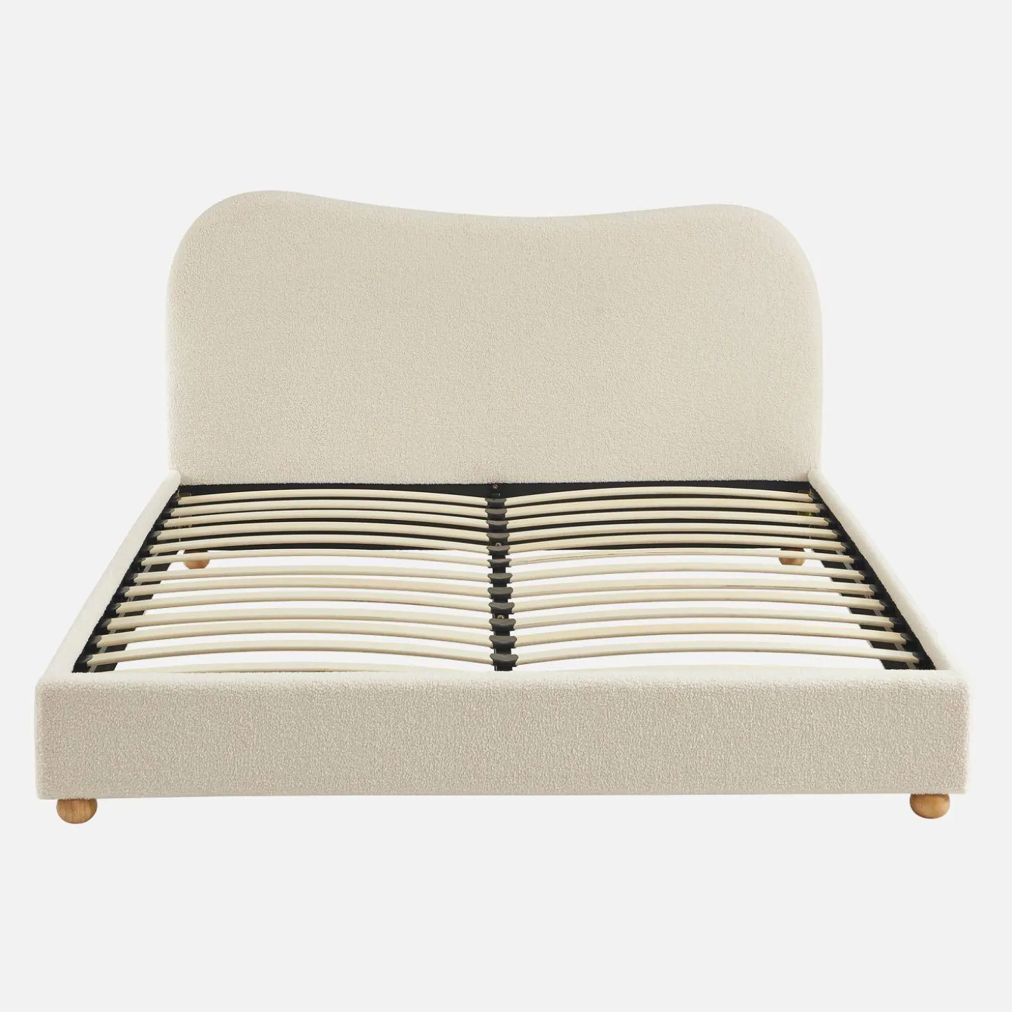 Cama con somier y cabecero, acabado borreguito