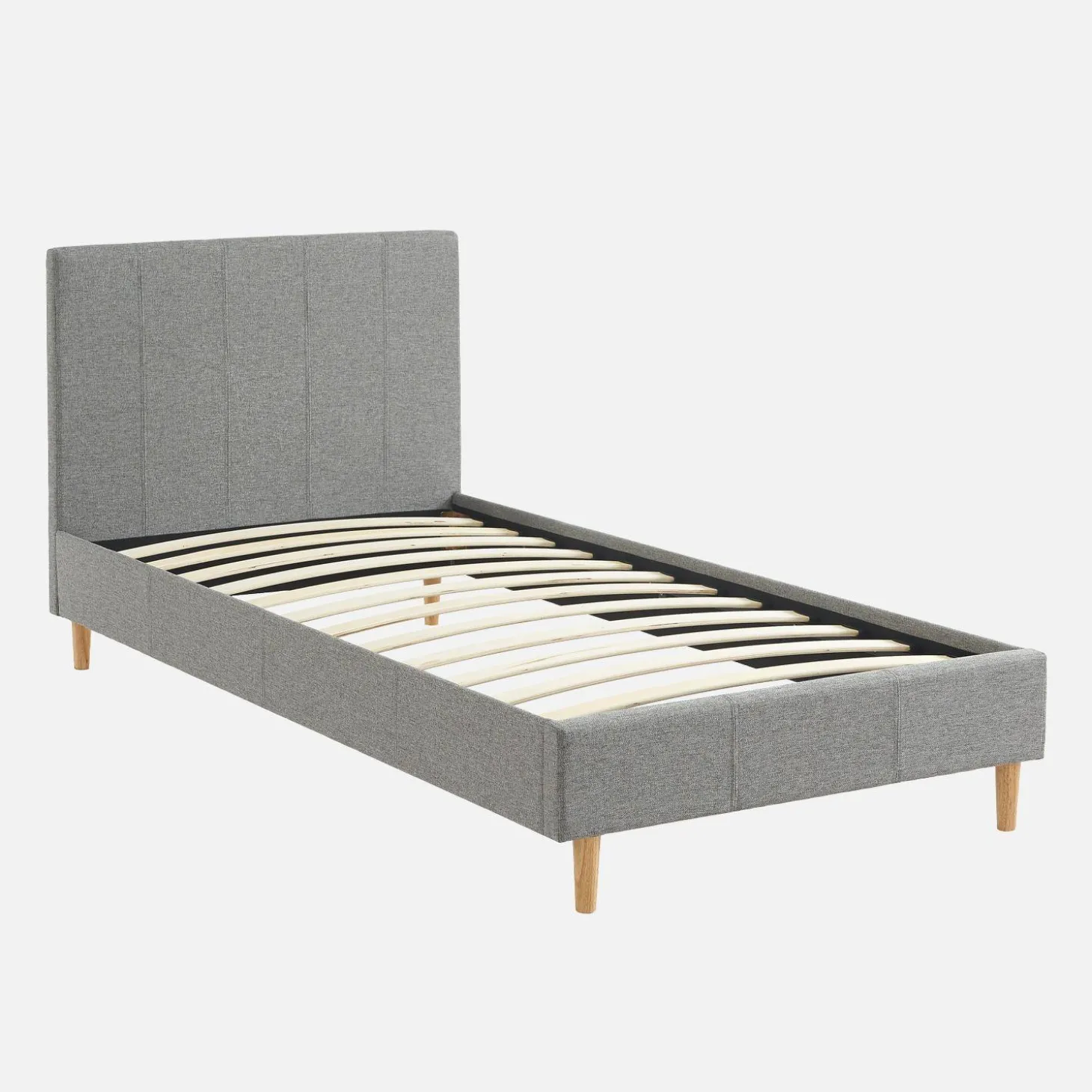 Cama con somier y cabecero 90x190cm, acabado en tela