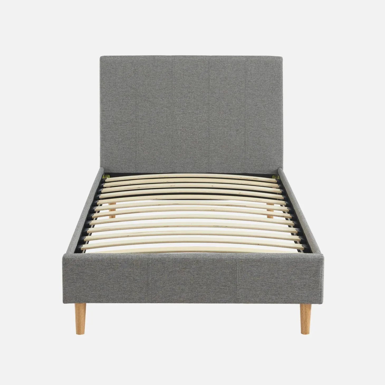 Cama con somier y cabecero 90x190cm, acabado en tela