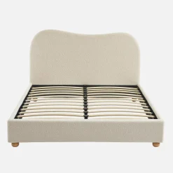Cama con somier y cabecero, acabado borreguito