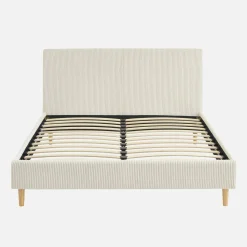 Cama con somier y cabecero 140x190cm, acabado en pana fina