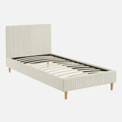 Cama con somier y cabecero 90x190cm, acabado en pana fina