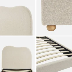 Cama con somier y cabecero, acabado borreguito