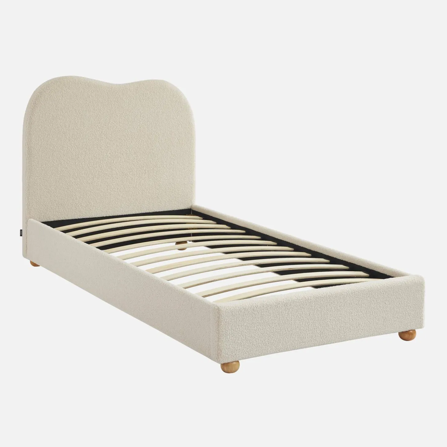 Cama con somier y cabecero, acabado borreguito