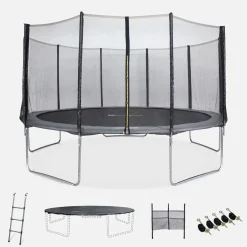 Cama elástica con red exterior y accesorios, 460cm