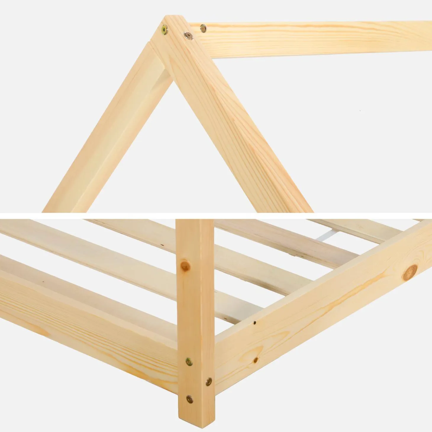 Cama infantil de pino natural, 90x190cm