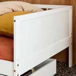 Cama infantil pino natural con somier de láminas incluido, 90cm