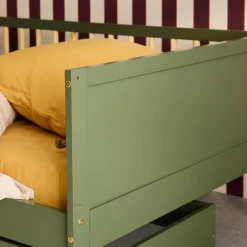 Cama infantil pino natural con somier de láminas incluido, 90cm