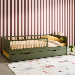 Cama nido infantil extraible 190cm pino natural con somier de láminas y cajón