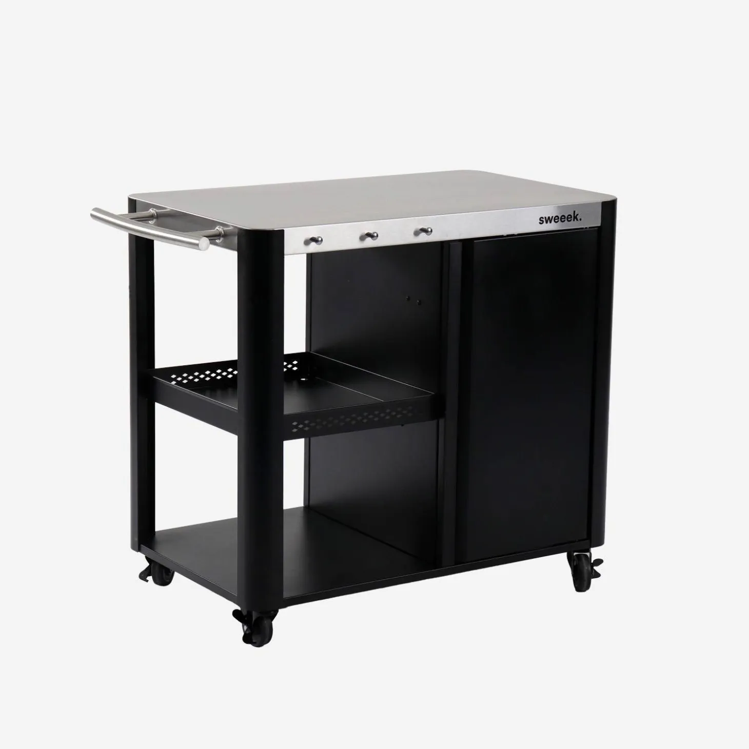 Carrito de cocina exterior de acero inoxidable de 94,5 cm con estante plegable