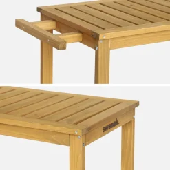 Carrito de cocina exterior de madera con ruedas