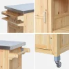 Carrito de cocina exterior de madera de abeto 130cm con asas, 7 espacios de almacenamiento