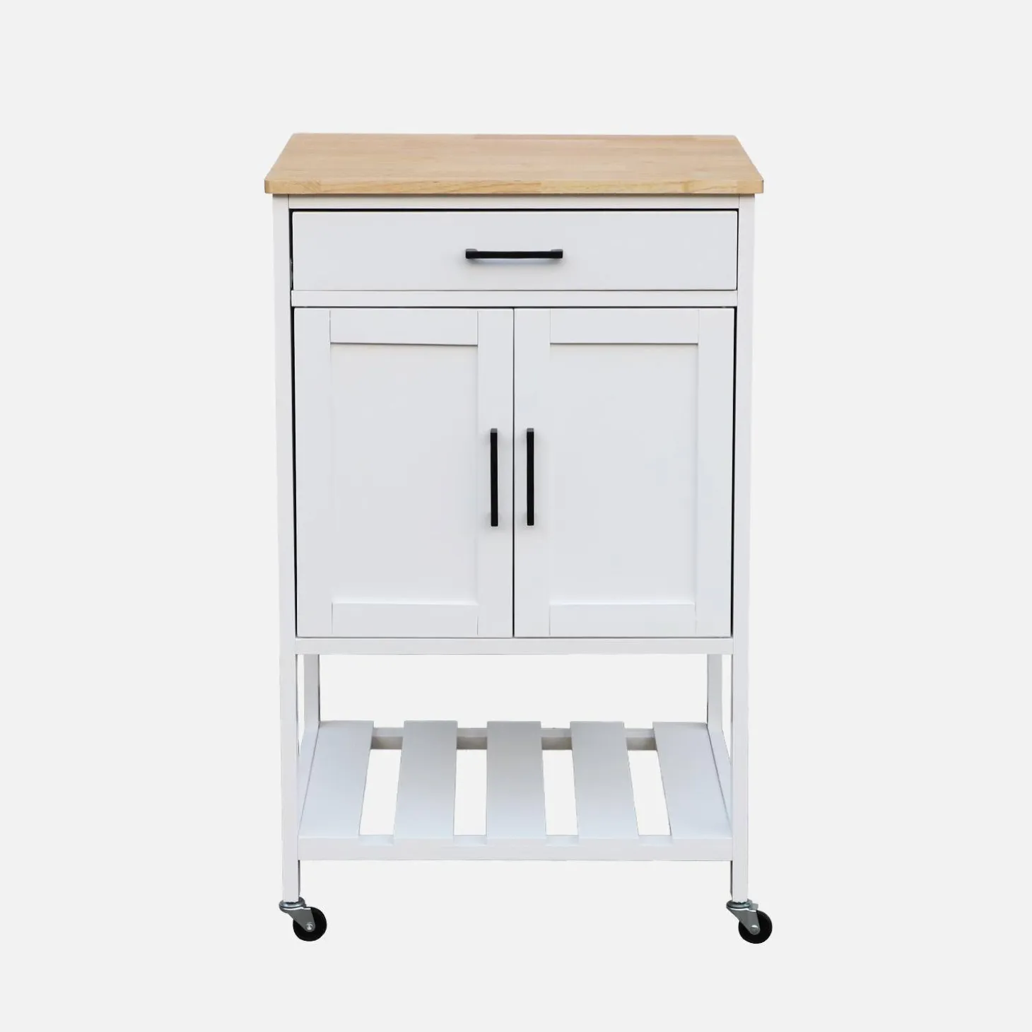 Carro de cocina con encimera de madera de pino